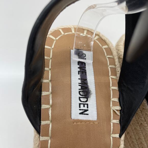 Steve Madden Women's Upstage Espadrille Wedge Sandals Black Size 10M - Picture 4 of 7